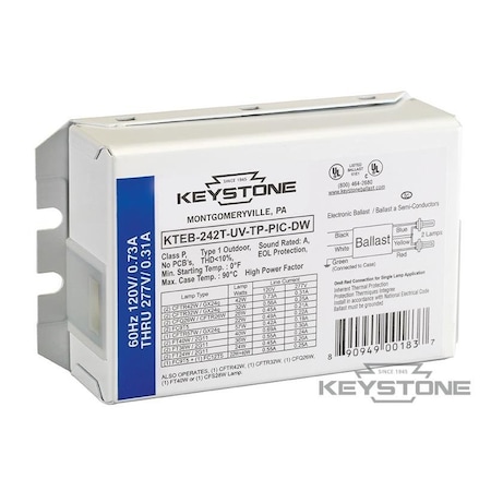 Keystone CFL Electronic Ballast, KTEB-242-UV-RS-DW KTEB-242-UV-RS-DW